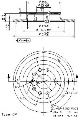 BREMBO 08951110 -  Тормозной диск