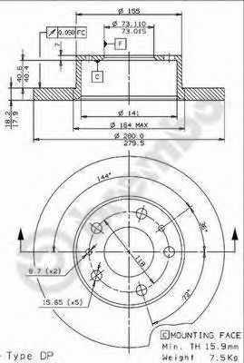BREMBO 08960414 -  Тормозной диск