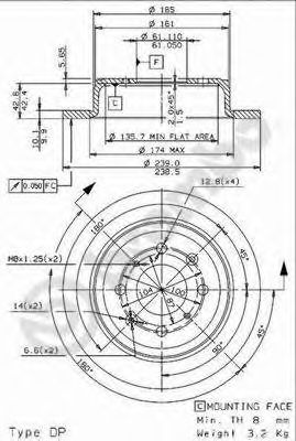 BREMBO 08960510 -  Тормозной диск