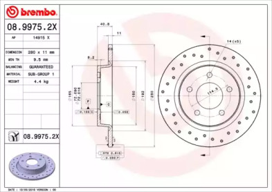 BREMBO 0899752x -  Диск тормозной перфорированный