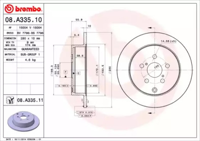 BREMBO 08a33510 -  Тормозной диск