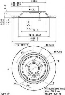 BREMBO 08a53711 -  Тормозной диск