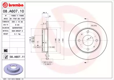 BREMBO 08a60710 -  Тормозной диск