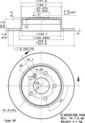 BREMBO 08a73710 -  Тормозной диск