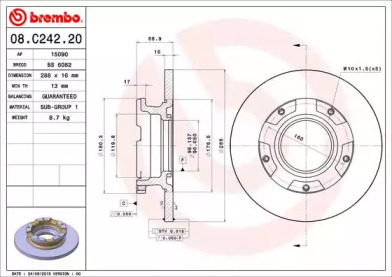 BREMBO 08c24220 -  Диск тормозной