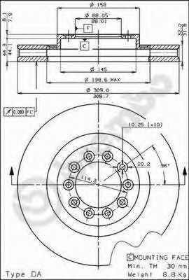 BREMBO 09303210 -  Тормозной диск