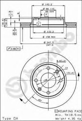 BREMBO 09312510 -  Тормозной диск