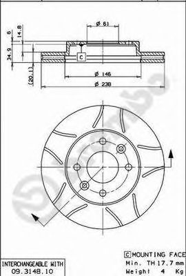 BREMBO 09314875 -  Тормозной диск