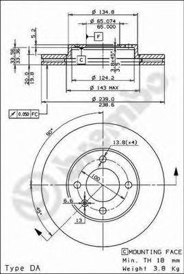 BREMBO 09476514 -  Тормозной диск