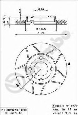 BREMBO 09476575 -  Тормозной диск
