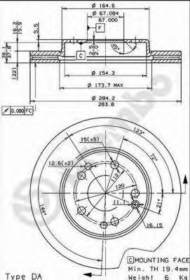 BREMBO 09486934 -  Тормозной диск