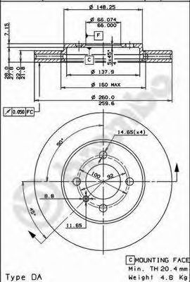 BREMBO 09488310 -  Тормозной диск