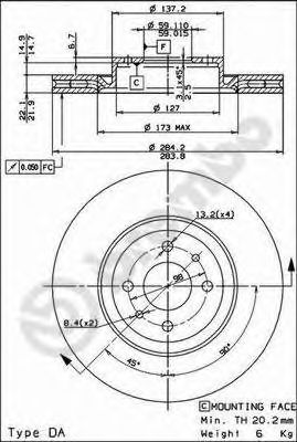 BREMBO 09493914 -  Тормозной диск