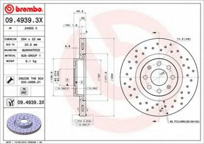 BREMBO 0949393x -  Тормозной диск