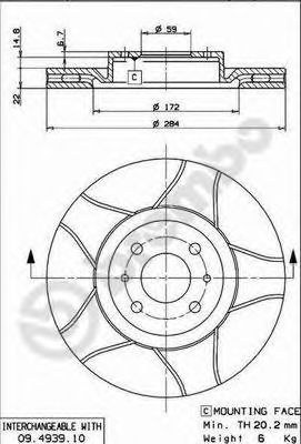 BREMBO 09493975 -  Тормозной диск