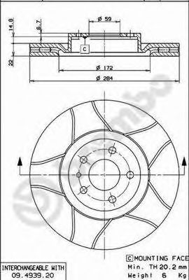 BREMBO 09493976 -  Тормозной диск