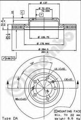 BREMBO 09498410 -  Тормозной диск