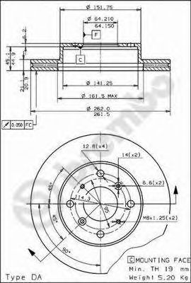 BREMBO 09501110 -  Тормозной диск
