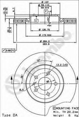 BREMBO 09505820 -  Тормозной диск