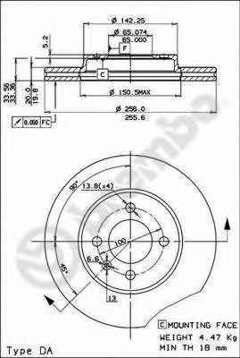 BREMBO 09516611 -  Диск тормозной вентилируемый