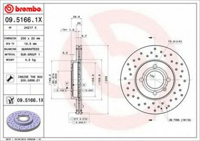 BREMBO 0951661x -  Тормозной диск