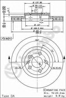 BREMBO 09518024 -  Тормозной диск