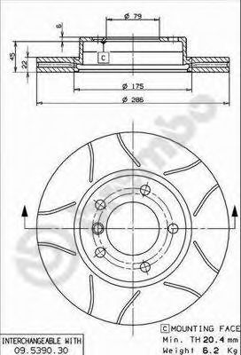 BREMBO 09539077 -  Тормозной диск