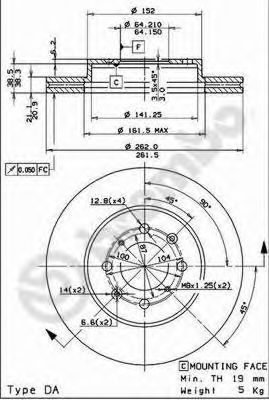 BREMBO 09550911 -  Тормозной диск