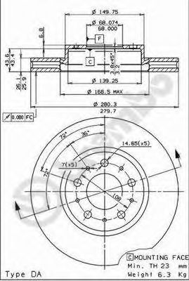 BREMBO 09556824 -  Тормозной диск