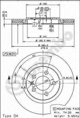 BREMBO 09557010 -  Тормозной диск