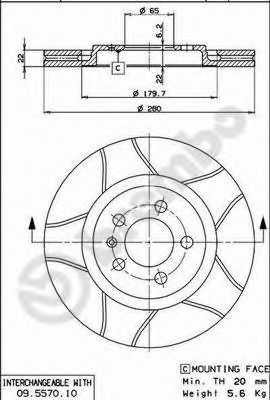 BREMBO 09557075 -  Тормозной диск