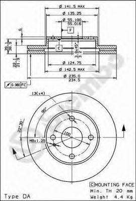BREMBO 09558134 -  Тормозной диск