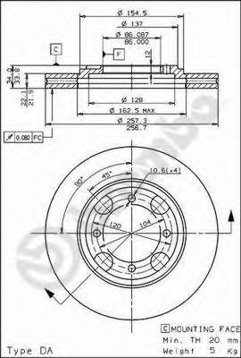 BREMBO 09558710 -  Тормозной диск