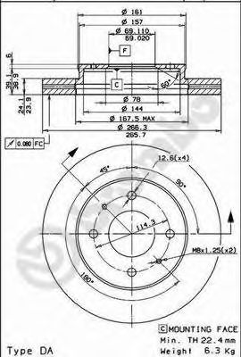 BREMBO 09563810 -  Тормозной диск