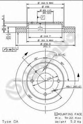 BREMBO 09564014 -  Тормозной диск