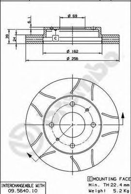 BREMBO 09564075 -  Тормозной диск