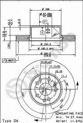 BREMBO 09570420 -  Тормозной диск