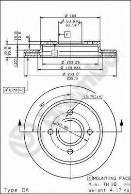 BREMBO 09570810 -  Тормозной диск