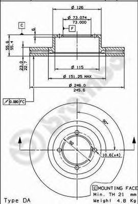 BREMBO 09573510 -  Тормозной диск
