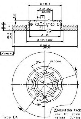 BREMBO 09574524 -  Тормозной диск