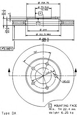 BREMBO 09580110 -  Тормозной диск