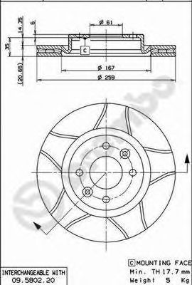 BREMBO 09580276 -  Тормозной диск
