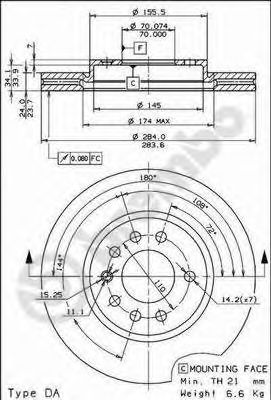 BREMBO 09580710 -  Тормозной диск