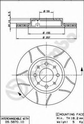 BREMBO 09587075 -  Тормозной диск