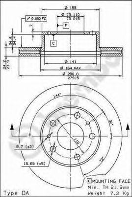 BREMBO 09590414 -  Тормозной диск