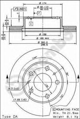 BREMBO 09590614 -  Тормозной диск