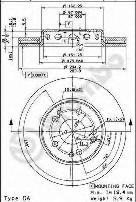 BREMBO 09592620 -  Тормозной диск
