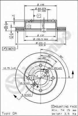 BREMBO 09674110 -  Тормозной диск