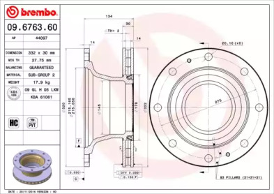 BREMBO 09676360 -  Тормозной диск