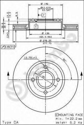 BREMBO 09676610 -  Тормозной диск